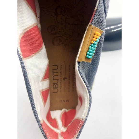 Ubuntu Womens Size 7.5 Shoes Blue Brown Comfort Handmade Kenyan Espadrille Flat - Picture 6 of 7